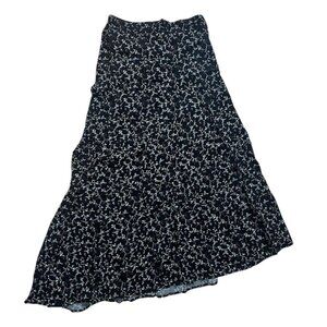 Forever 21 Asymmetrical Black Floral Maxi Skirt